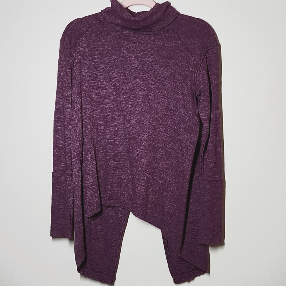 We The Free Juicy Long Sleeve Cowl Neck Knit Top Purple Open back Date SMALL
